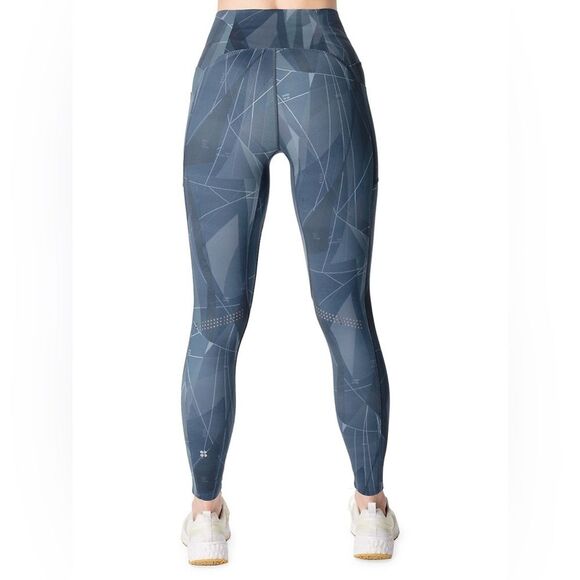 Sweaty Betty Super Sculpt High-Waisted Zig Zag Crop Yoga Leggings Blue Small - Picture 3 of 10